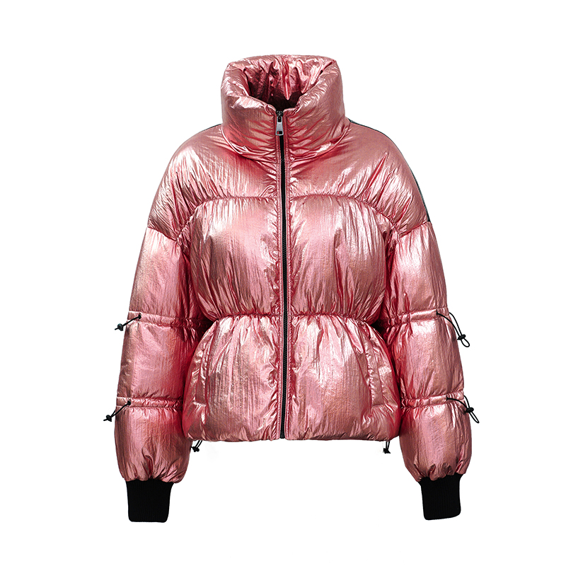 Abrigo cálido de metal para mujer \/ chaqueta de plumas